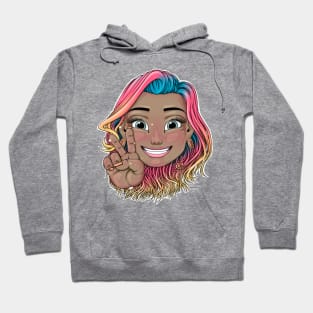 Reva Prisma peace sign face emoji Hoodie